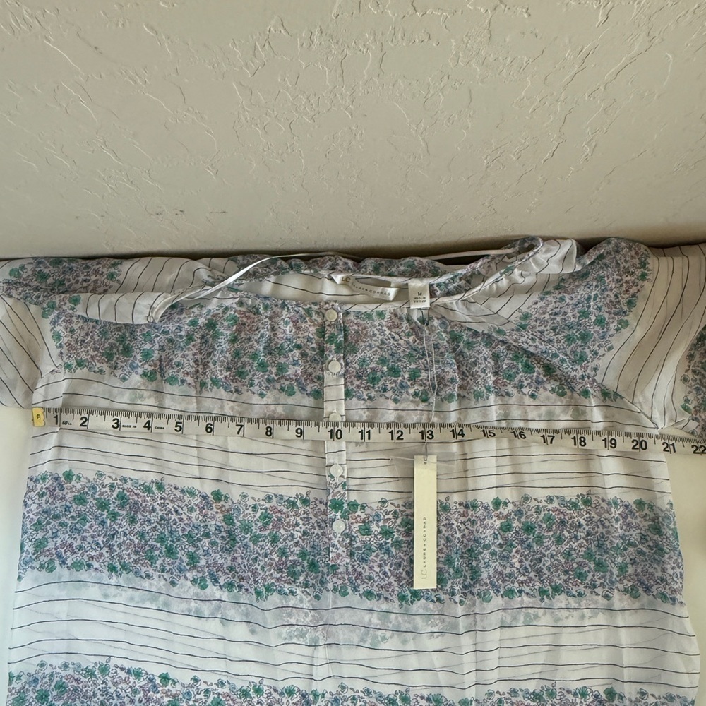 Lauren Conrad Floral Striped Women's 3/4 Sleeve Sheer Top Spring Floral Medium - Picture 5 of 6